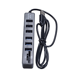 6-Port USB 2.0 Data Hub 2 In 1 SD/TF Multi USB Combo with 3ft Cable for Mac, PC, USB Flash Drives And Other Devices