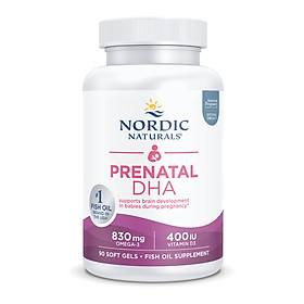Nordic Naturals Prenatal DHA 90 viên nang mềm, Axit béo Omega + Vitamin D 400 IU, Hỗ trợ thai kì và thai nhi phát triển - Hàng Chính Hãng