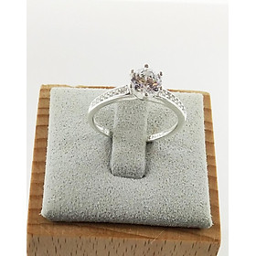 Hình ảnh Nhẫn bạc nữ trang sức bạc Ý S925 Bạc Xinh Huệ Ngân- Kim cương 6 chấu đẹp RR1561