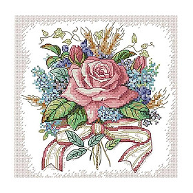 DIY Stamped Cross Stitch Kit Pre-Printed Pattern - Flower 14 Count 28×42 cm