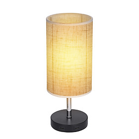 Tomshine Touching Control Bedside Table Light Dimmable Desk Nightstand Lamp with 2 USB Charge Port Round Shade for