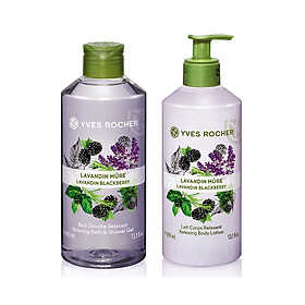 Combo Gel tắm Yves Rocher 400ml + Dưỡng thể Yves Rocher 390ml - Hương Mâm Xôi Đen Và Oải Hương