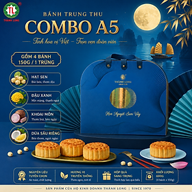 Hộp bánh trung thu 4 bánh 1 trứng 150g - Combo Super A5 - Thành Long (600g) - VIỆT NAM