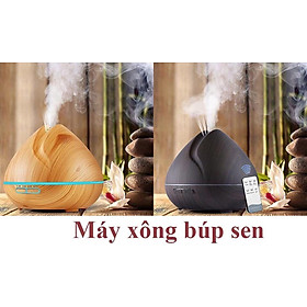 MÁY XÔNG TINH DẦU BÚP SEN DUNG TÍCH 550ML, VÂN GỖ CAO CẤP, TÍCH HỢP ĐIỀU KHIỂN TỪ XA, GIÚP KHỬ MÙI  VÀ THƠM PHÒNG