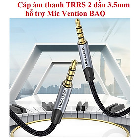 Cáp âm thanh TRRS 2 đầu 3.5mm hỗ trợ Mic live stream Vention BAQ (1m) - Hàng Chính hãng