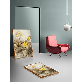 Tranh Canvas Sơn dầu Hoa Sen cao cấp. , Khung hợp nhôm chống ẩm, bền, đẹp, nhiều kích thước. Phù hợp nhiều không gian sang trọng