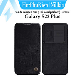 Case bao da chống sốc cho Samsung Galaxy S23 Plus / Galaxy S23+ trang bị nắp bảo vệ Camera hiệu Nillkin Qin Pro trang bị 2 ngăn đựng thẻ ATM Name Card, chất liệu da cao cấp, thiết kế thời trang cá tính - Hàng nhập khẩu