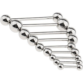9 Pieces Stainless Steel Barbell Tongue Ring Eyebrow Nipple Tragus 18/16g