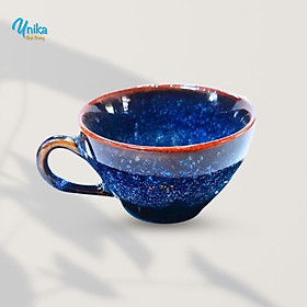 Cốc uống nước trà có quai xanh hoả biến 7x4cm - Tách uống nước chè xanh hoa biến - Ly uốc nước trà