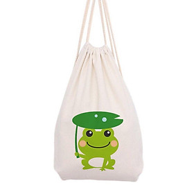 BALO MINI ẾCH XANH CHIBI AOMIVN DÂY RÚT ĐEO VAI 33x38cm NHỎ XINH UNISEX CHẤT CANVAS CUTE TIỆN ÍCH DU LỊCH DẠO PHỐ