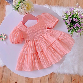 Váy Bé Gái 8-42kg LINA KIDS- Đầm Công Chúa,hàng thiết kế - váy xốp nhăn hồng tôm