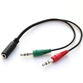 Mua Dây Audio chuyển tai nghe 3.5mm đầu cái sang 2 đầu Mic và Tai nghe đầu đực