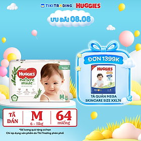 Tã Dán Siêu Cao Cấp Huggies Platinum Naturemade M64 (64 Miếng)