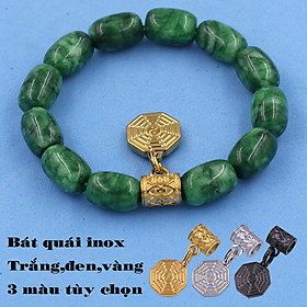 CHUỖI TAY CẨM THẠCH ĐÔNG NINH BẦU BÁT QUAI INOX 304 - CHUỖI TAY PHONG THỦY - MỆNH MỘC, HỎA