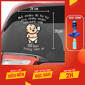 Tem Decal baby in the car dán đuôi xe H40311