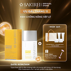 Chống nắng vật lý làm sáng mịn da Sakirei UV Total Defense Broad Spectrum SPF 50+ PA++++ Tinted Sunscreen