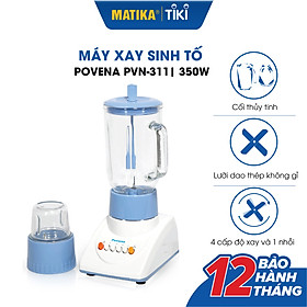 Máy xay sinh tố POVENA máy xay hoa quả đa năng 350W 2 cối xay tiện lợi PVN-311 - Hàng chính hãng