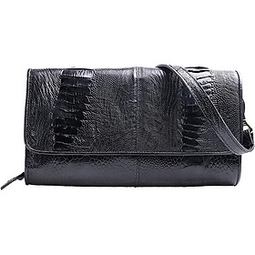 Túi Đeo Da Đà Điểu VIP Huy Hoàng HT6410 (19 x 10.5 cm) - Đen