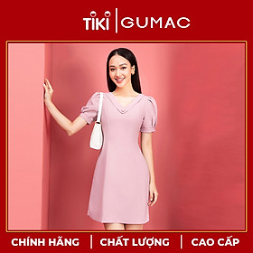 Đầm nữ thiết kế cổ tim phối nút GUMAC DA9242