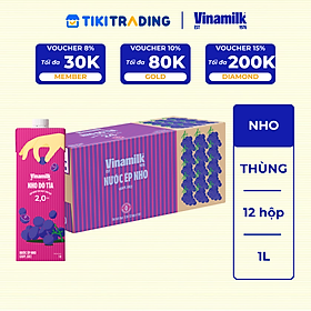 Thùng 12 hộp Nước Ép Nho Vinamilk - Hộp giấy 1L