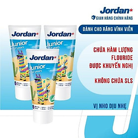 Combo 3 Kem đánh răng cho trẻ em 6-12 tuổi vị nho Jordan Step 2, 75g tuýp