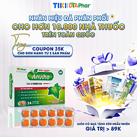 Viên ngậm Anviho Cao lá Thường Xuân giúp bổ phế giảm ho làm ấm đường hô hấp giảm tiết đờm đau rát họng Hộp 24 viên Tâm An Pharma