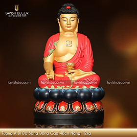 Tượng Phật A Di Đà Cao 48 Cầm Đài Sen bằng đồng cao 48cm nặng 12kg
