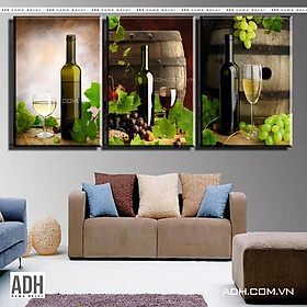 Mua Bộ 3 tranh canvas hình chai rượu nho ADH071104