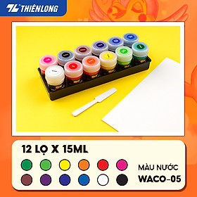 Hình ảnh Màu nước Thiên Long Colokit 12 lọ 15ml, màu tươi sáng, độ phủ màu tốt, dễ pha trộn tạo màu mới, an toàn sử dụng WACO-05