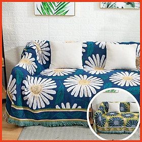 Thảm Sofa, Thảm Trang Trí Thổ Cẩm Cotton Fabric - 130cm x 180cm Hoa Cúc