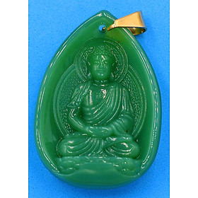 Mặt dây chuyền phật Dược Sư Như Lai đá Obsidian xanh 4cm - vị Phật thầy thuốc