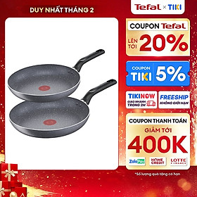 Mua Bộ 2 chảo chiên chống dính vân đá Tefal Natura dùng cho bếp ga và hồng ngoại (20cm  28cm) - Hàng chính hãng