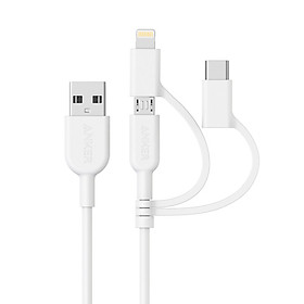 Dây Cáp Sạc 3 Trong 1 MicroUSB / USB Type-C / Lightning Chuẩn MFI Anker Powerline II 0.9m - A8436 - Hàng Chính Hãng