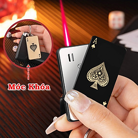 Mua Hột quẹt bật lửa khè móc khóa hình lá bài kim loại nguyên khối - xài gas