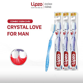 Combo 03 Bàn Chải Đánh Răng LIPZO Crystal Love For Man Công Nghệ Lông Nở Kết Hợp Chỉ Tơ Nha Khoa Dành Cho Nam Giới