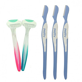 Combo Set 3 dao cạo lông mày Pretty KAI + Set 2 dao cạo chuyên dùng cho phụ nữ KAI nội địa Nhật Bản