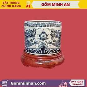 Bát hương thờ men rạn vẽ rồng, vẽ sen gốm Minh An Bát Tràng nhiều kích cỡ