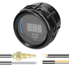 52mm Water Temperature Gauge Car Digital Meter LED Display 20-120℃ with Sensor Alarm Function for Car Truck Motorcycle