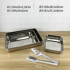 Mua khay inox 304 sâu cao cấp (tặng gắp kẹp bướm dài 23cm)