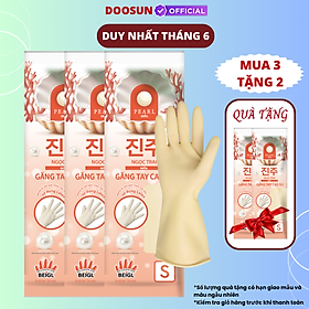 Mua 3 Tặng 2 - Găng Tay Cao Su Tay Lửng Ngọc Trai Hàn Quốc Size S
