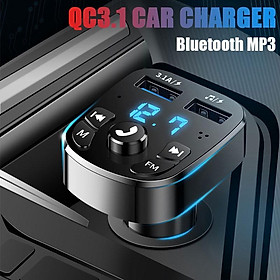 Máy nghe nhạc MP3 đài FM Bluetooth 5.0 kiêm tẩu sạc QC 3.0 cho điện thoại Android/iOS trên xe hơi