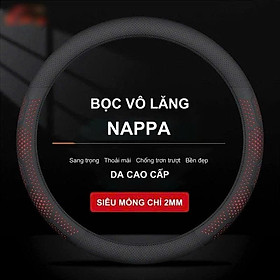 Bọc Vô Lăng Ô Tô 3D Da Nappa Cao Cấp Siêu Mỏng Thiết Kế Kiểu Dáng Lỗ Thoát Khí Chống Trơn - chấm đỏ
