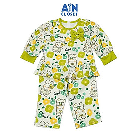 Bộ quần áo Dài bé gái họa tiết Thỏ Hoa Xanh Thun cotton - AICDBGAW0TVM - AIN Closet