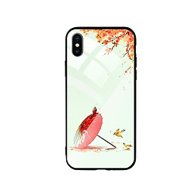 Ốp Lưng Kính Cường Lực cho điện thoại Iphone X / Xs - Sakura 02