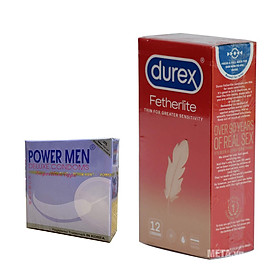 Bao Cao Su Loại Mỏng Durex Fetherlite (H12) + Bcs Mỏng Trơn Power Men Super Thin (H3) - Hàng Chính Hãng 100% - Che Tên Sản Phẩm 