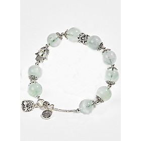 Vòng Thạch Anh Xanh Phối Charm Chuông Bạc (8mm)