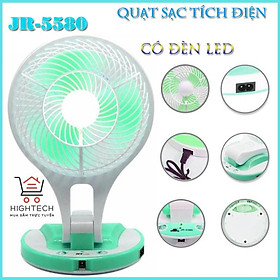 Mua Quạt gấp gọn tích điện  quạt để bàn cao cấp  quạt 3 cánh sạc điện có đèn JR-5580