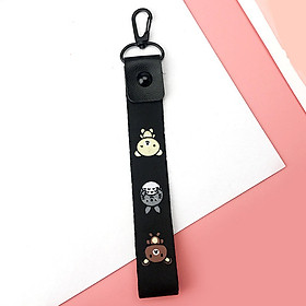 Móc khóa dây Strap dây vải DAY-DT-gấu kuma đen