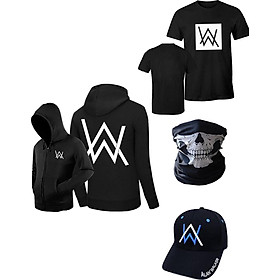 Combo Alan Walker Thời trang Trẻ Em Nón, Áo Khoác, Áo Thun, Khăn Bịt Mặt Thần Chết