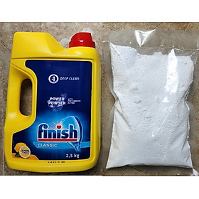 Bột rửa bát Finish 2.5kg + Muối Finish 1.2kg - bán lẻ 1kg bột finish - sử dụng dùng Cho Máy rửa bát